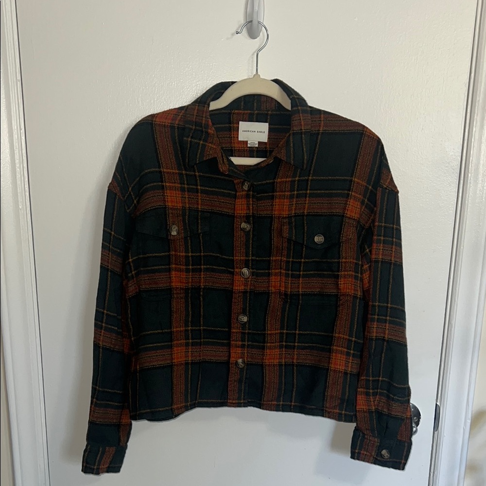 American Eagle Plaid Button-Up Shirt